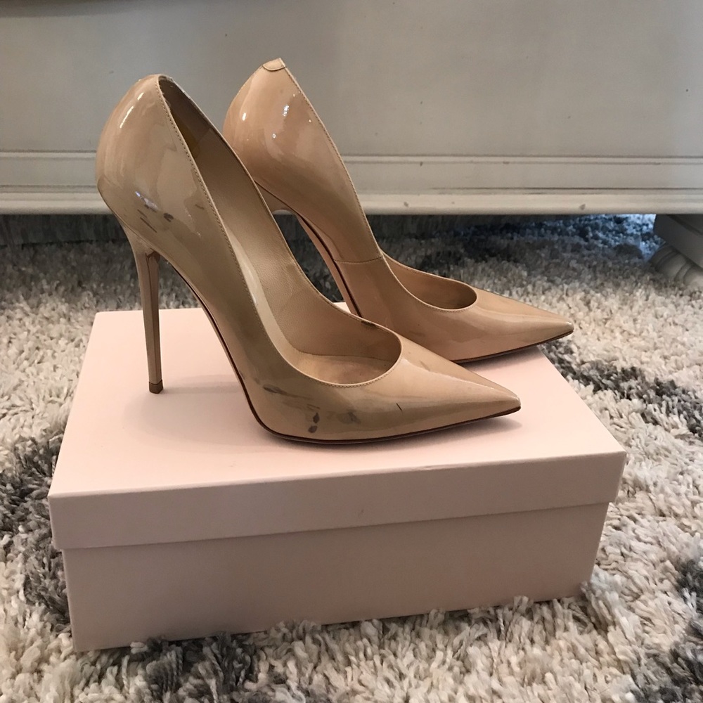 Jimmy Choo Anouk Patent Leather Nude Heels sz.38.5 - Picture 5 of 7